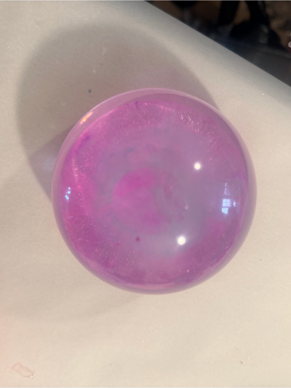 Pink Iridescent Resin Sphere Decorative Accent
